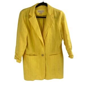 Michael Kors Linen Bright Yellow Single Button Notched Blazer Women’s 6 Summer